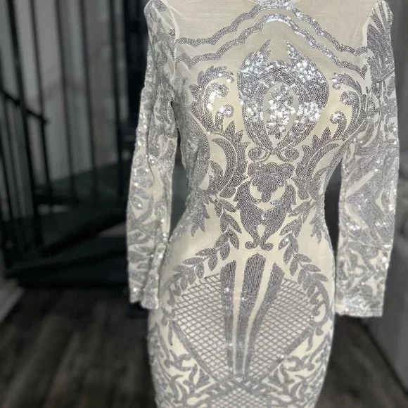 NEW! Jessica Hayes Luxe Silver Sequin Dress - Picture 11 of 11